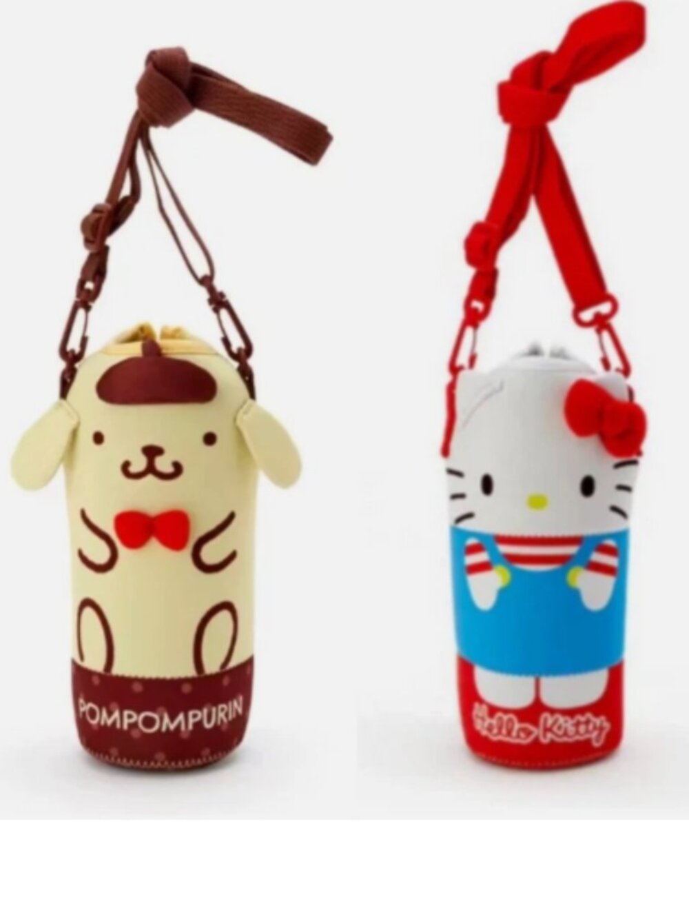 (2 Packs) Hello Kitty Pompompurin Water Drink Bottle Cover Case Bag Strap 500mL
